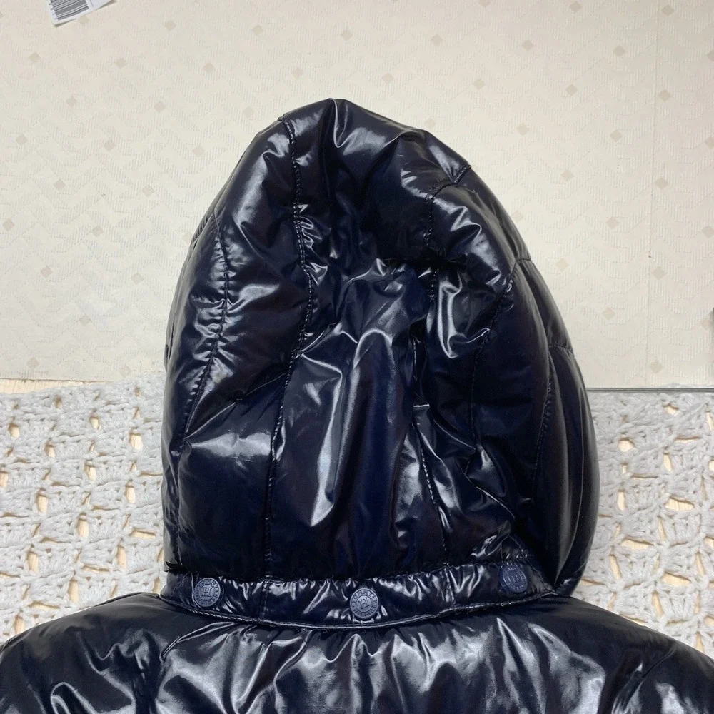 Tommy Hilfiger Puffer Coat Jacket Boys M (12/14) Black Hoodie Fleece Full‎ Zip